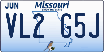 MO license plate VL2G5J