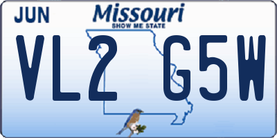 MO license plate VL2G5W