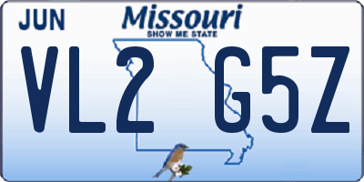 MO license plate VL2G5Z
