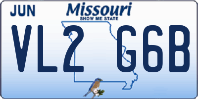 MO license plate VL2G6B