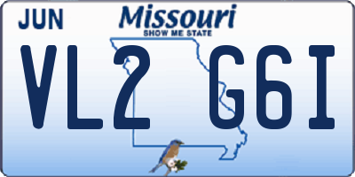 MO license plate VL2G6I