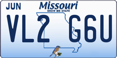 MO license plate VL2G6U