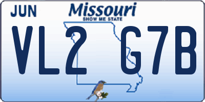 MO license plate VL2G7B