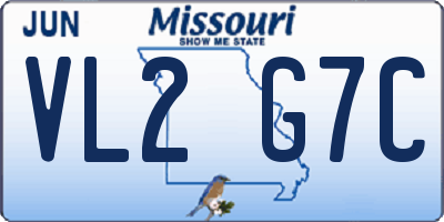 MO license plate VL2G7C