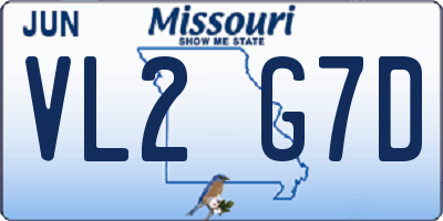 MO license plate VL2G7D