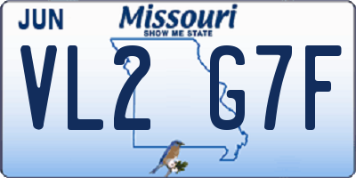 MO license plate VL2G7F