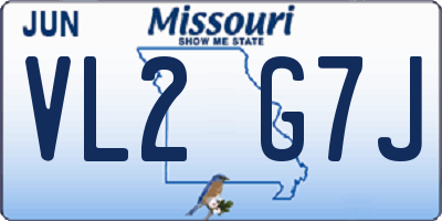 MO license plate VL2G7J