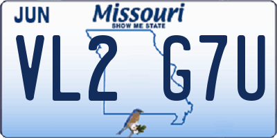 MO license plate VL2G7U