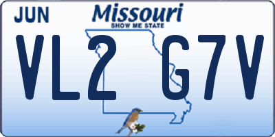 MO license plate VL2G7V
