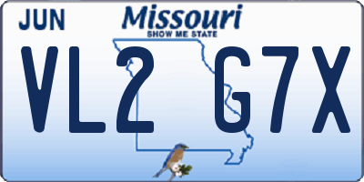 MO license plate VL2G7X