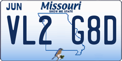 MO license plate VL2G8D