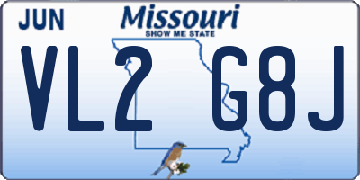 MO license plate VL2G8J