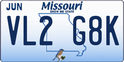 MO license plate VL2G8K