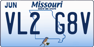 MO license plate VL2G8V