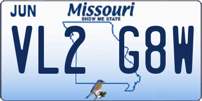 MO license plate VL2G8W