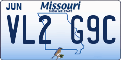 MO license plate VL2G9C