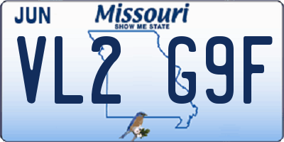 MO license plate VL2G9F