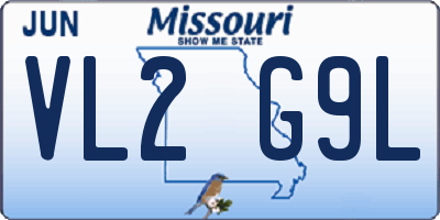 MO license plate VL2G9L