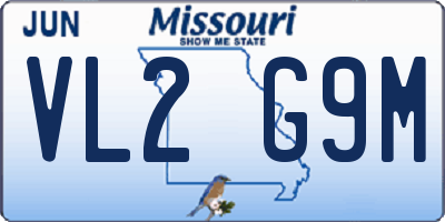 MO license plate VL2G9M