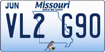 MO license plate VL2G9O