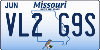 MO license plate VL2G9S