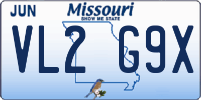 MO license plate VL2G9X