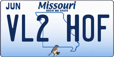 MO license plate VL2H0F