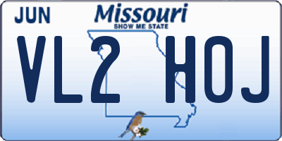 MO license plate VL2H0J