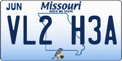 MO license plate VL2H3A