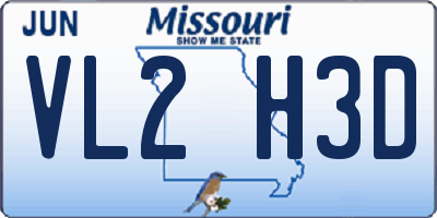 MO license plate VL2H3D