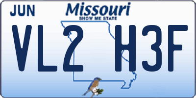 MO license plate VL2H3F