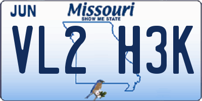 MO license plate VL2H3K