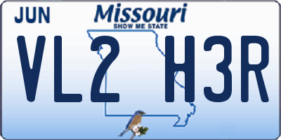 MO license plate VL2H3R