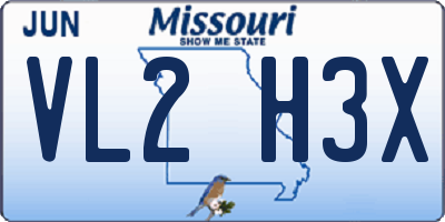 MO license plate VL2H3X