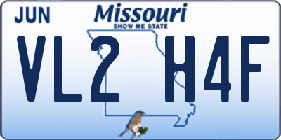 MO license plate VL2H4F
