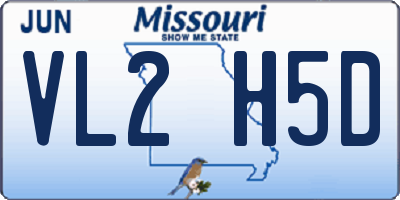 MO license plate VL2H5D