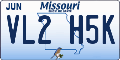 MO license plate VL2H5K
