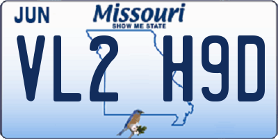 MO license plate VL2H9D