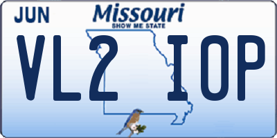 MO license plate VL2I0P