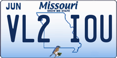 MO license plate VL2I0U