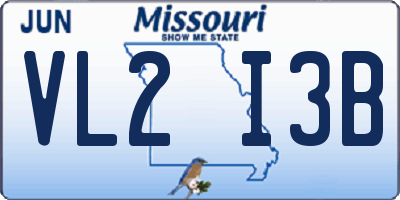 MO license plate VL2I3B