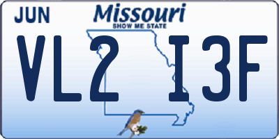 MO license plate VL2I3F