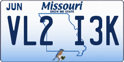 MO license plate VL2I3K