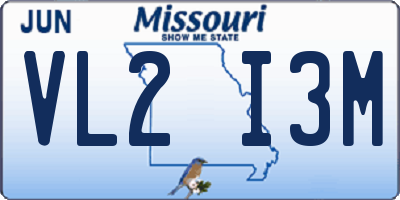 MO license plate VL2I3M