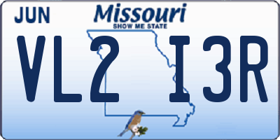 MO license plate VL2I3R