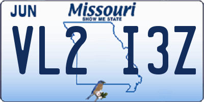 MO license plate VL2I3Z