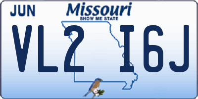 MO license plate VL2I6J