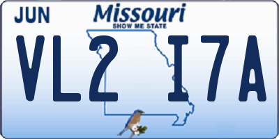 MO license plate VL2I7A