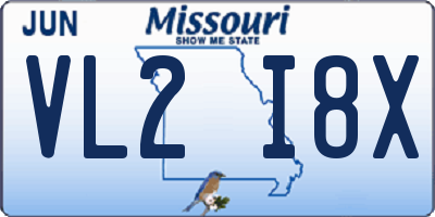MO license plate VL2I8X