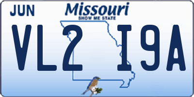 MO license plate VL2I9A